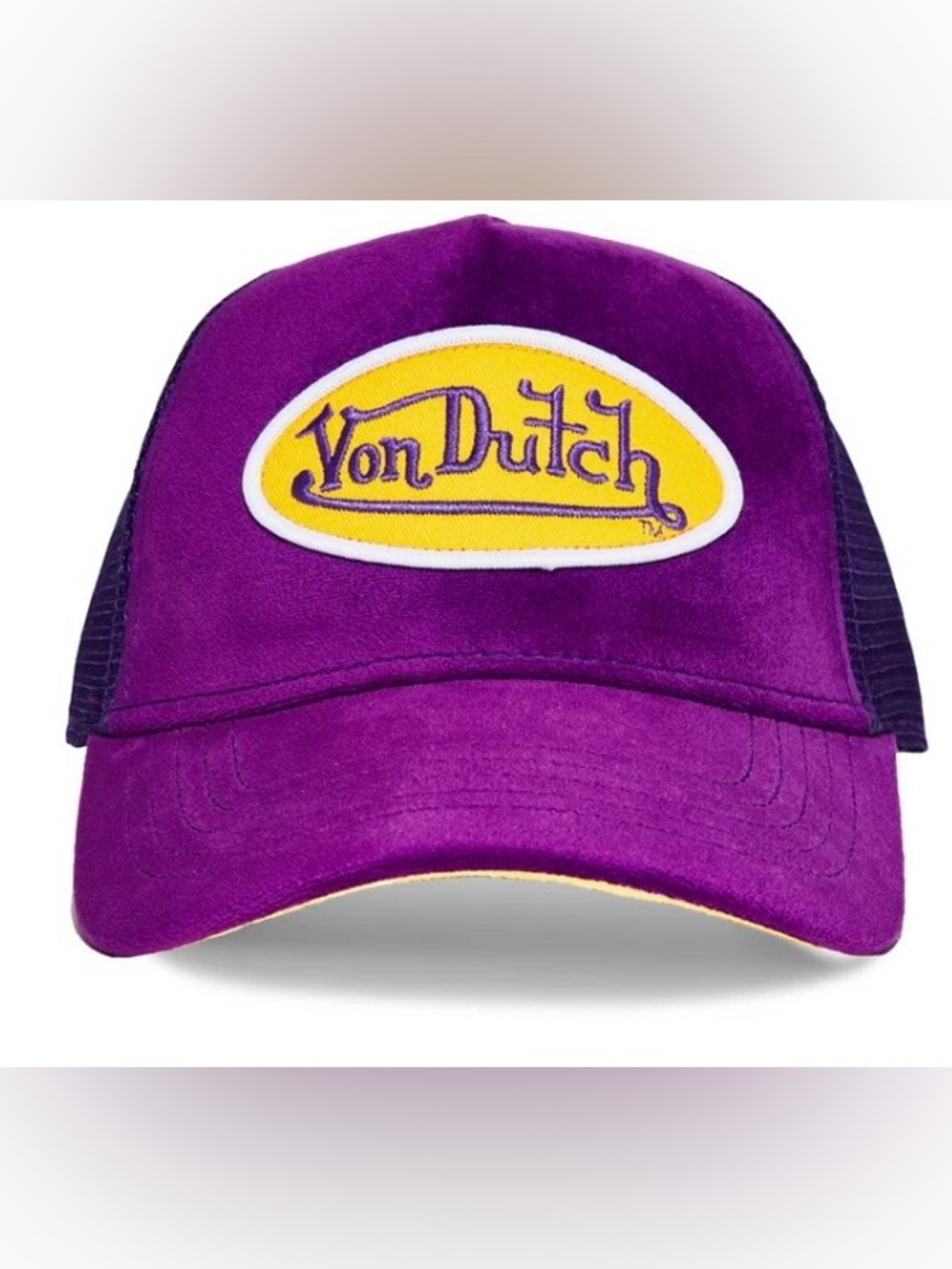 NWT Von Dutch Purple & Yellow Logo Trucker Hat Y2K Streetwear